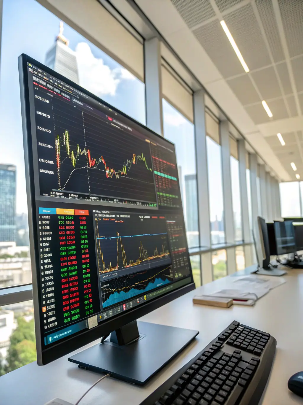 A detailed view of various commodities futures contracts, including gold, oil, and natural gas, displayed on a trading terminal.